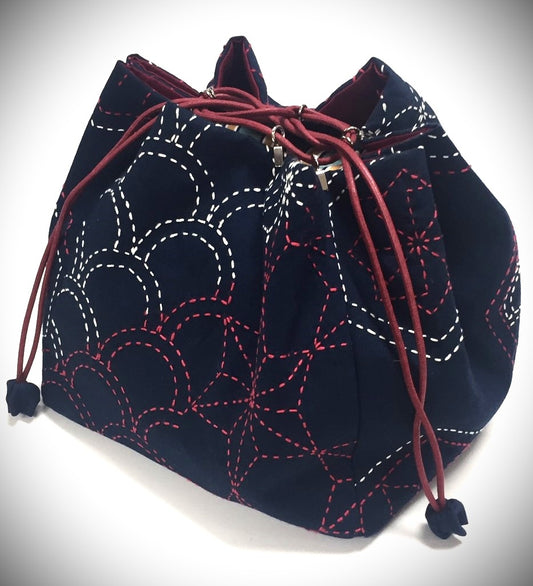 Sashiko Kinchaku Sampler Drawstring bag