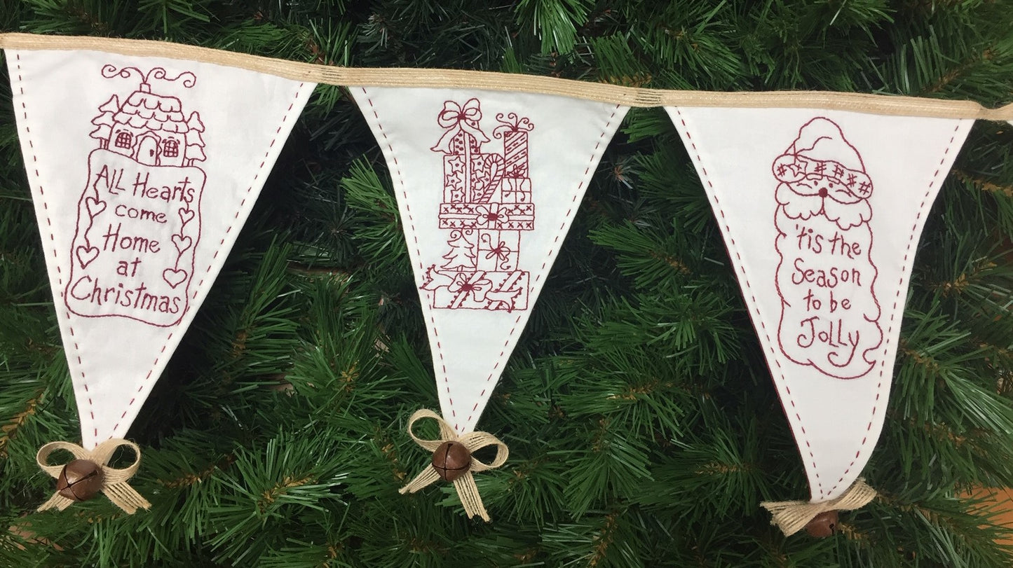 Bunting for a Redwork Christmas