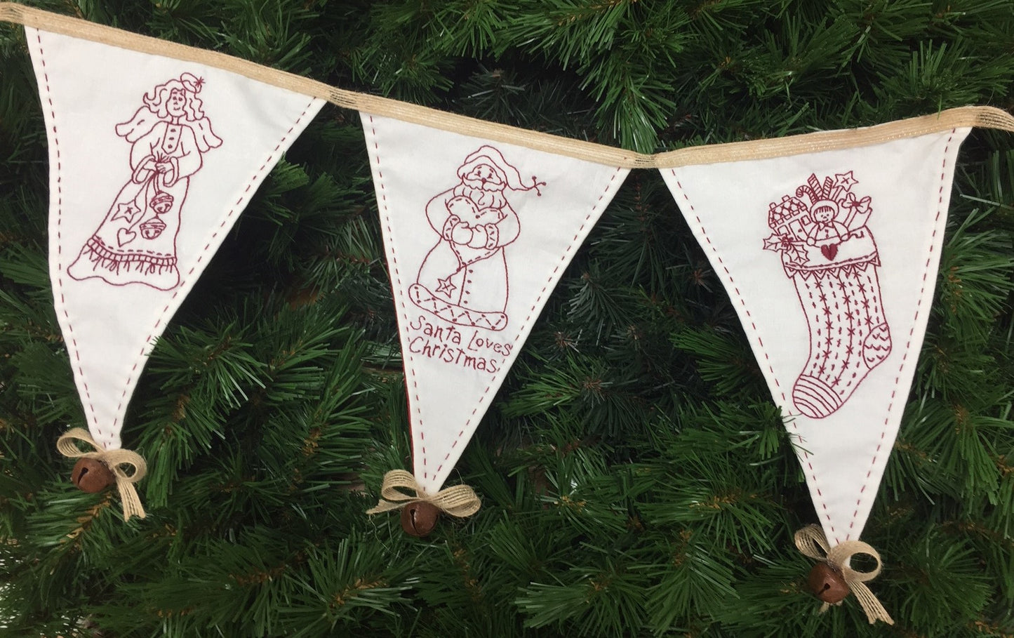 Bunting for a Redwork Christmas